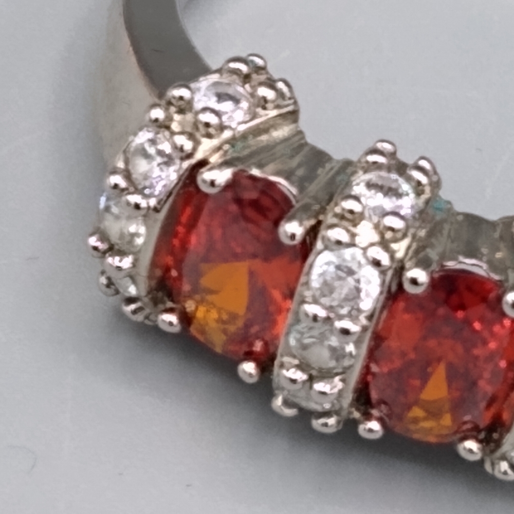 Silver Rhinestone Ruby Cocktail Promise Ring - Picture 2 of 9